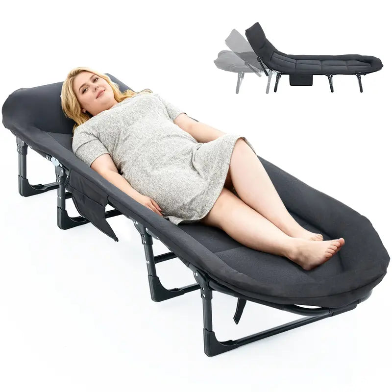 6-Position Adjustable Folding Camping Cot with Mattress 450ibs– 550lbs Upgraded version