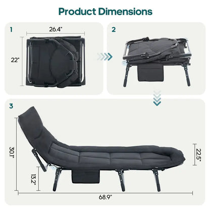 6-Position Adjustable Folding Camping Cot with Mattress 450ibs– 550lbs Upgraded version